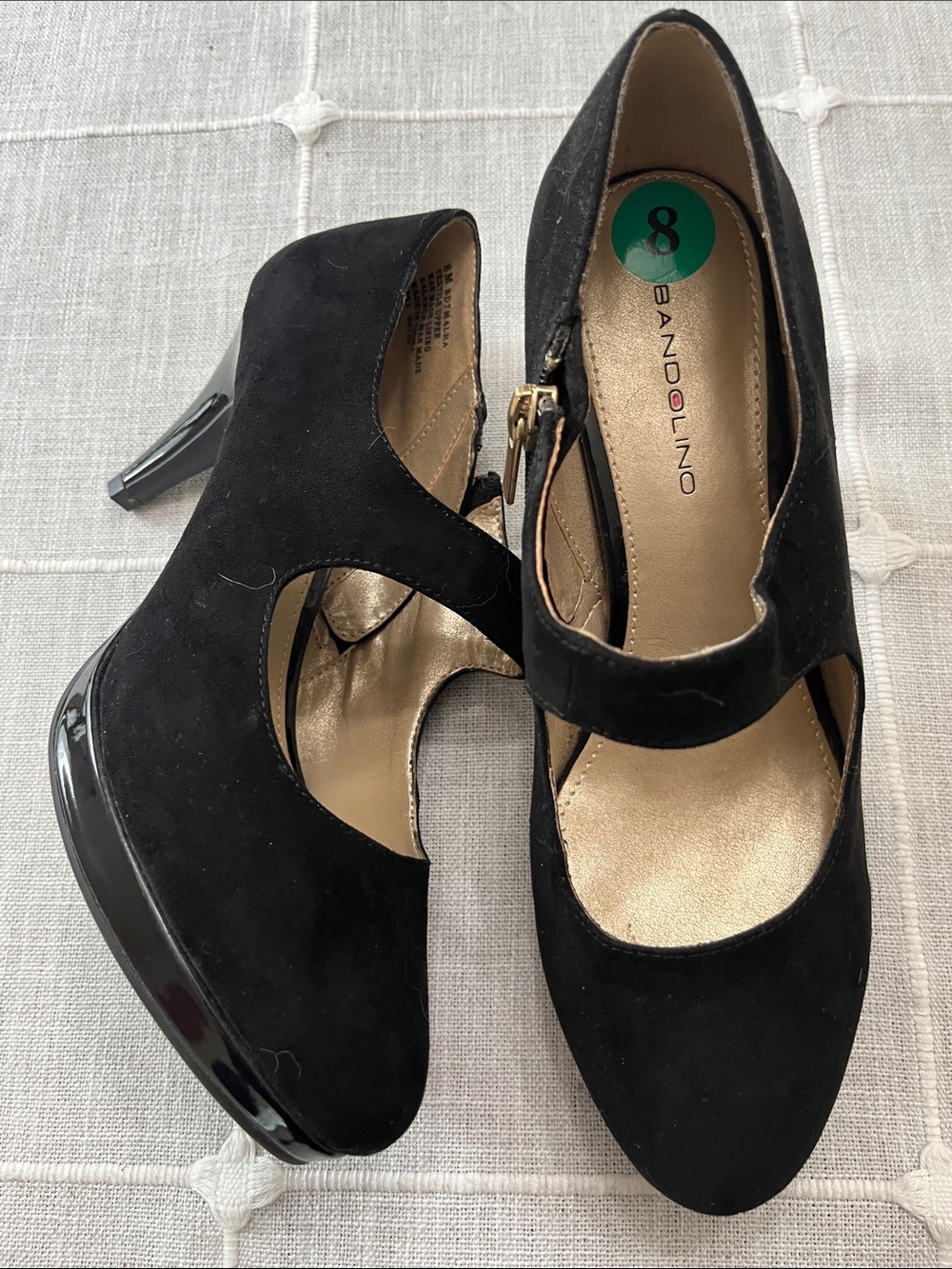 Bandolino Black Suede Mary Jane Platform Heels